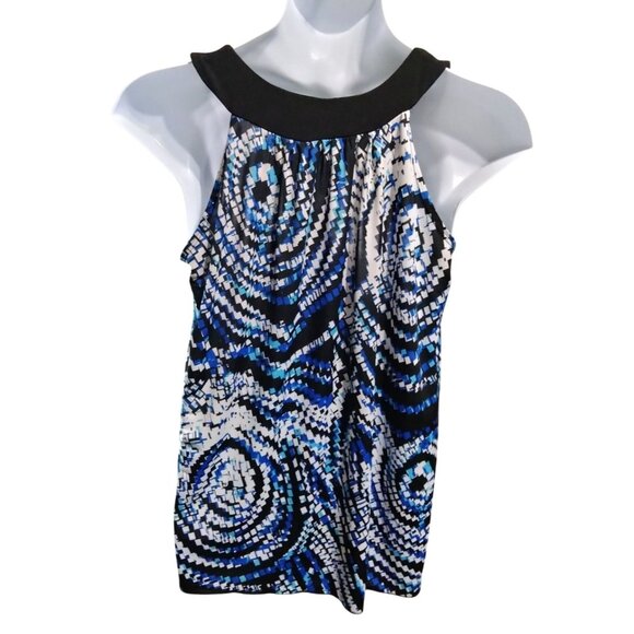 Double Take Womens Blue & Black Patterned Sleeveless Top Size 1X - Picture 5 of 7